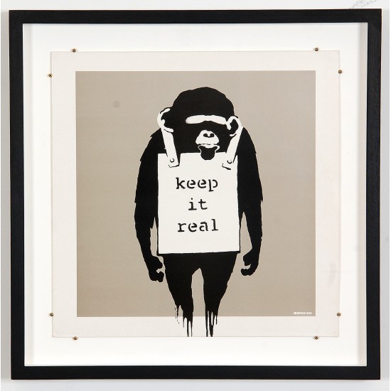 Banksy record cover with LP record: KEEP IT REAL