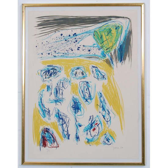 Asger Jorn 1914-1973, Jaune-Blue  litografisk værk fra 1970,