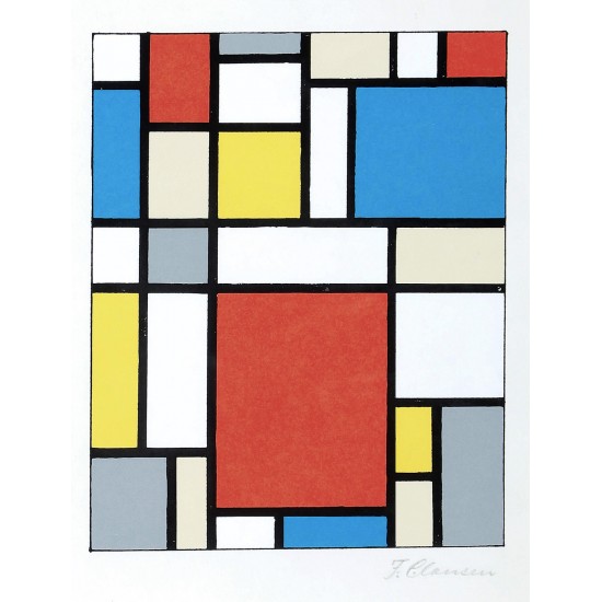 Franciska Clausen (1899-1986). 'Composition neoplasticiste Hommage à Mondrian