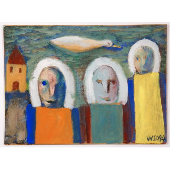 William Skotte Olsen 1945-2005 figure composition, oil on panel,