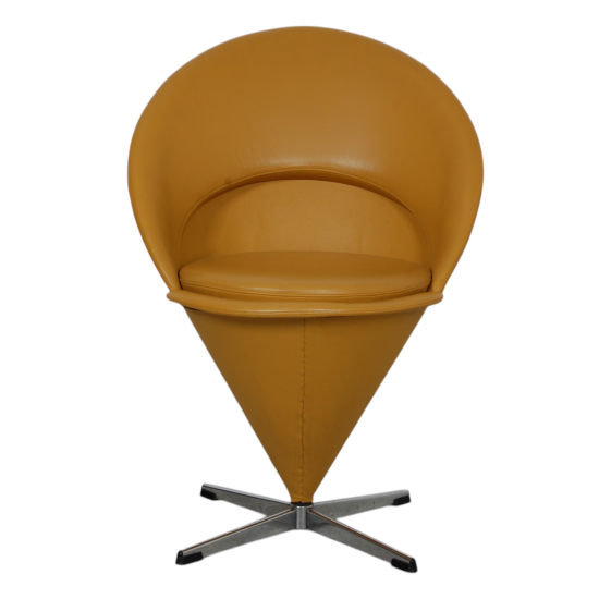 Verner Panton Cone chair in yellow leather