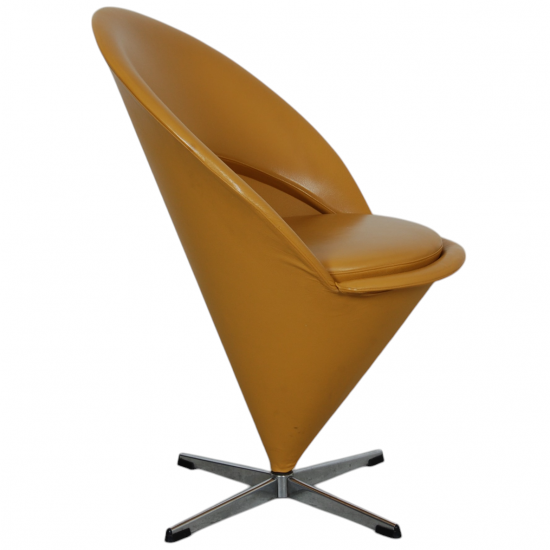 Verner Panton Cone chair in yellow leather