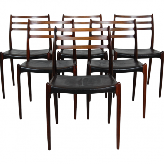 Set of 6 N.O Møller No-78 chairs in rosewood