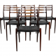 Set of 6 N.O Møller No-78 chairs in rosewood