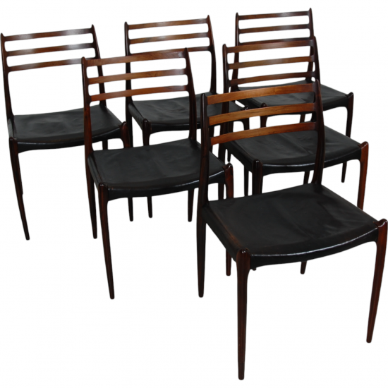 Set of 6 N.O Møller No-78 chairs in rosewood