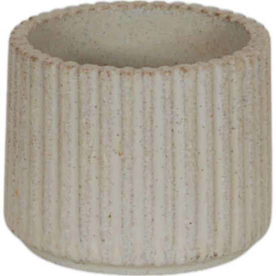 Arne Bang Stoneware beige vase with ribbed design H: 5.5