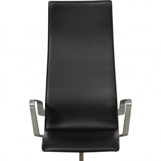 Arne Jacobsen Oxford office chair reupholstered in black anilin leather