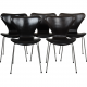 Set of 5 Arne Jacobsen Seven chairs in patinated black anilin leather