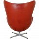 Arne Jacobsen vintage Ægget stol med skammel i indian red anilin læder