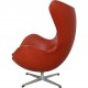 Arne Jacobsen vintage Ægget stol med skammel i indian red anilin læder