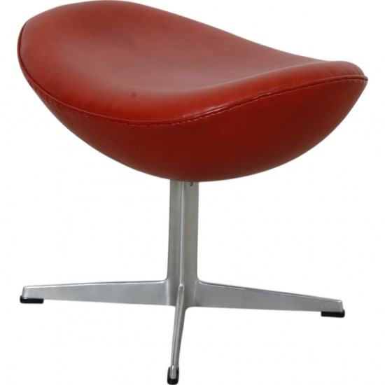 Arne Jacobsen vintage Ægget stol med skammel i indian red anilin læder