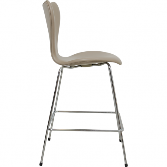 Arne Jacobsen barstool reupholstered in grey classic leather