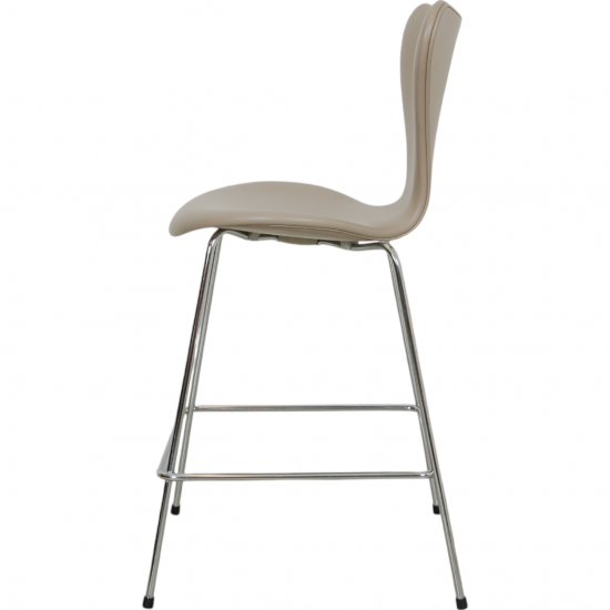 Arne Jacobsen barstool reupholstered in grey classic leather