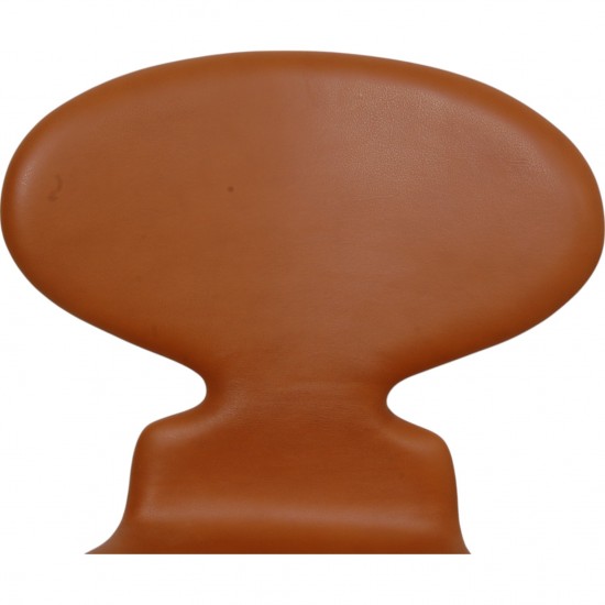 Arne Jacobsen Ant chair reupholstered in cognac classic leather 