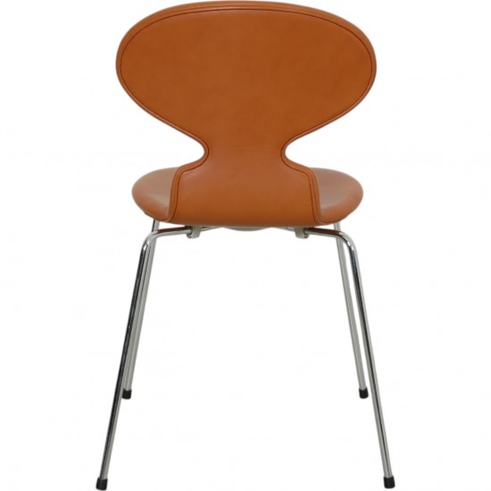 Arne Jacobsen Ant chair reupholstered in cognac classic leather 