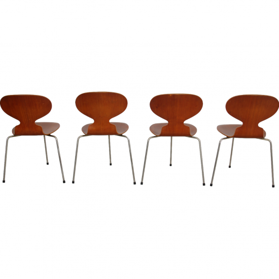 Set of four Arne Jacobsen Ant chairs in teak