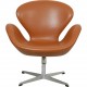 Arne Jacobsen Swan chair in cognac classic leather with tilt