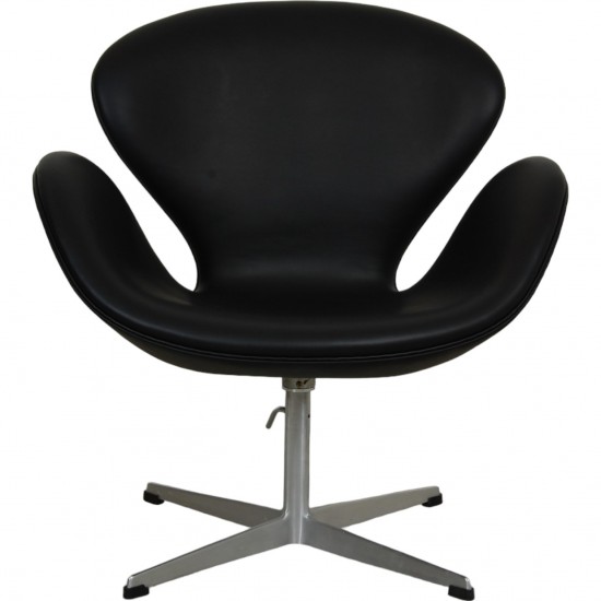 Arne Jacobsen Swan chair with Height-adjustment in black leather