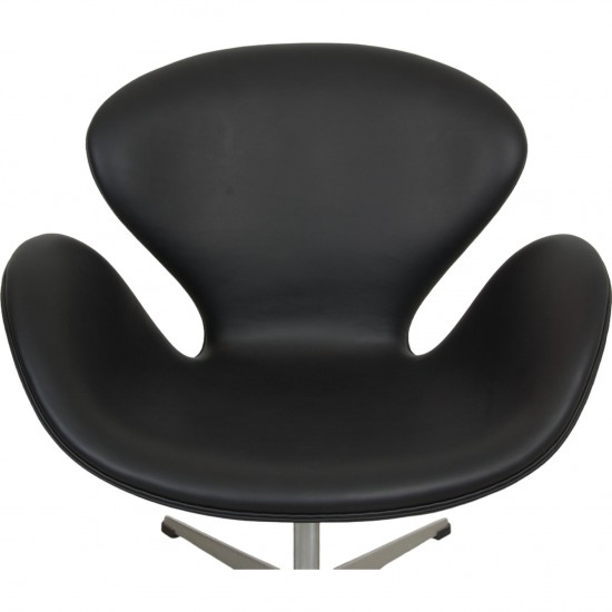 Arne Jacobsen Swan chair with Height-adjustment in black leather