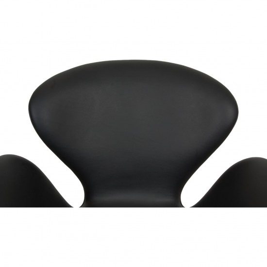 Arne Jacobsen Swan chair with Height-adjustment in black leather