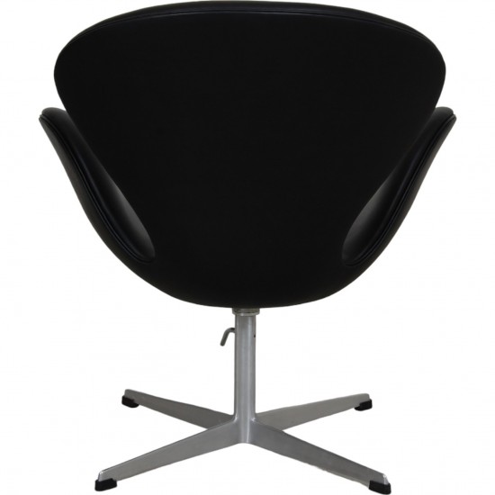 Arne Jacobsen Swan chair with Height-adjustment in black leather