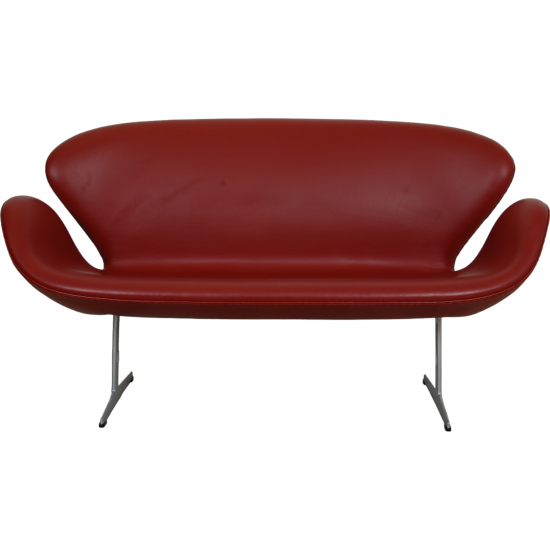 Arne Jacobsen Svanen sofa i rødt læder