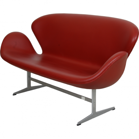 Arne Jacobsen Svanen sofa i rødt læder