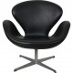 Arne Jacobsen vintage Swan chair in black leather