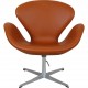 Arne Jacobsen Vintage swan chair reupholstered in Walnut aniline leather