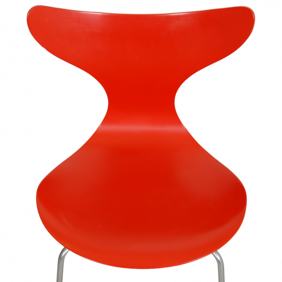 Sæt Arne Jacobsen orange lakeret Lilje stole (6)