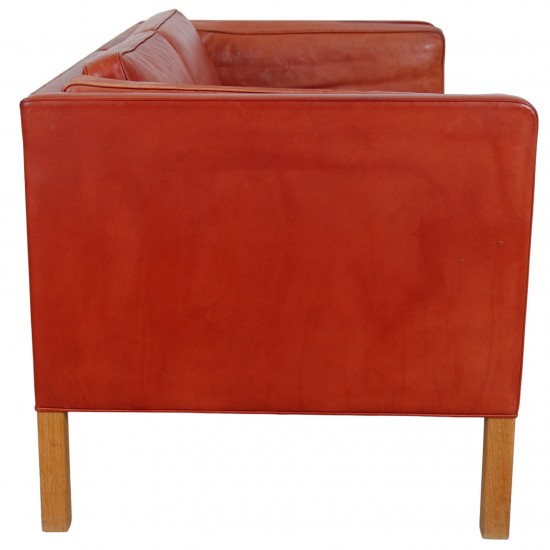 Børge Mogensen 2.seater 2332 sofa in indian red aniline leather