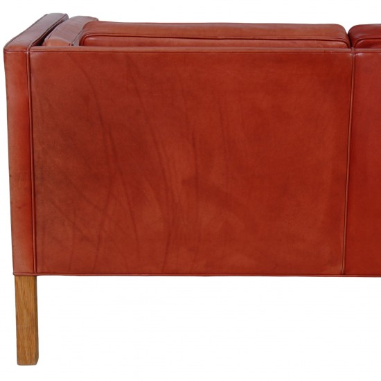 Børge Mogensen 2.seater 2332 sofa in indian red aniline leather