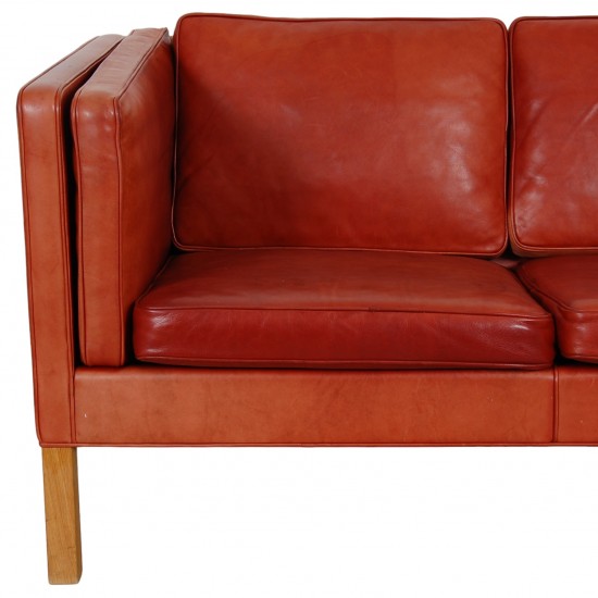 Børge Mogensen 2.seater 2332 sofa in indian red aniline leather