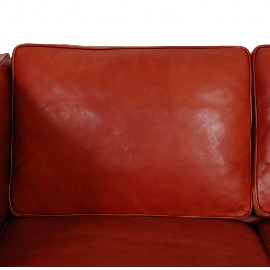 Børge Mogensen 2.seater 2332 sofa in indian red aniline leather