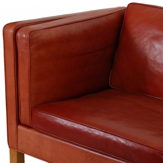 Børge Mogensen 2.seater 2332 sofa in indian red aniline leather