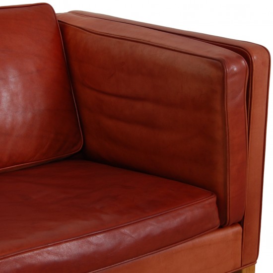 Børge Mogensen 2.seater 2332 sofa in indian red aniline leather