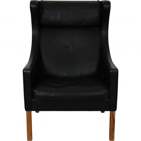 Børge Mogensen 2204 Wingchair in black leather