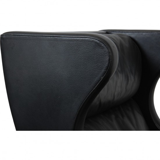 Børge Mogensen 2204 Wingchair in black leather