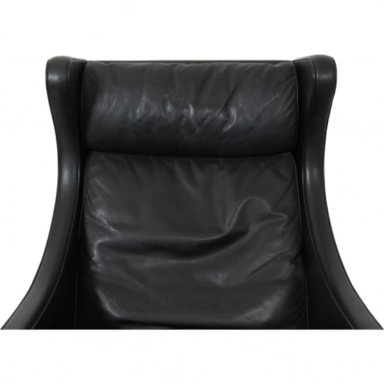 Børge Mogensen 2204 Wingchair in black leather