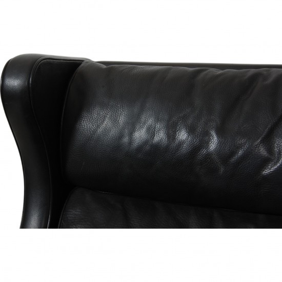 Børge Mogensen 2204 Wingchair in black leather