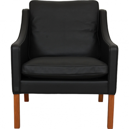 Børge Mogensen 2207 armchair reupholstered in black bizon leather