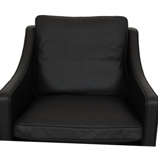 Børge Mogensen 2207 armchair reupholstered in black bizon leather