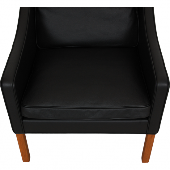 Børge Mogensen 2207 armchair reupholstered in black bizon leather