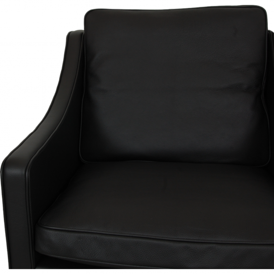 Børge Mogensen 2207 armchair reupholstered in black bizon leather