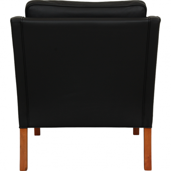 Børge Mogensen 2207 armchair reupholstered in black bizon leather