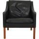 Børge Mogensen 2207 lounge chair upholstered in black leather