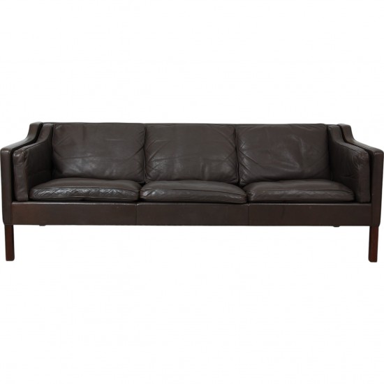 Børge Mogensen 2213 3.seater sofa in dark brown leather