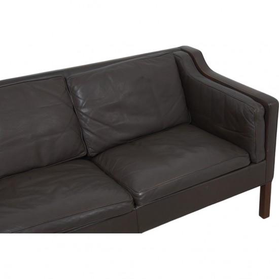 Børge Mogensen 2213 3.seater sofa in dark brown leather