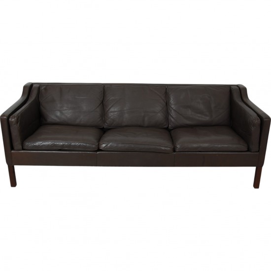 Børge Mogensen 2213 3.seater sofa in dark brown leather