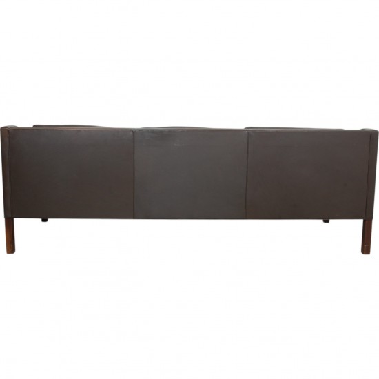 Børge Mogensen 2213 3.seater sofa in dark brown leather